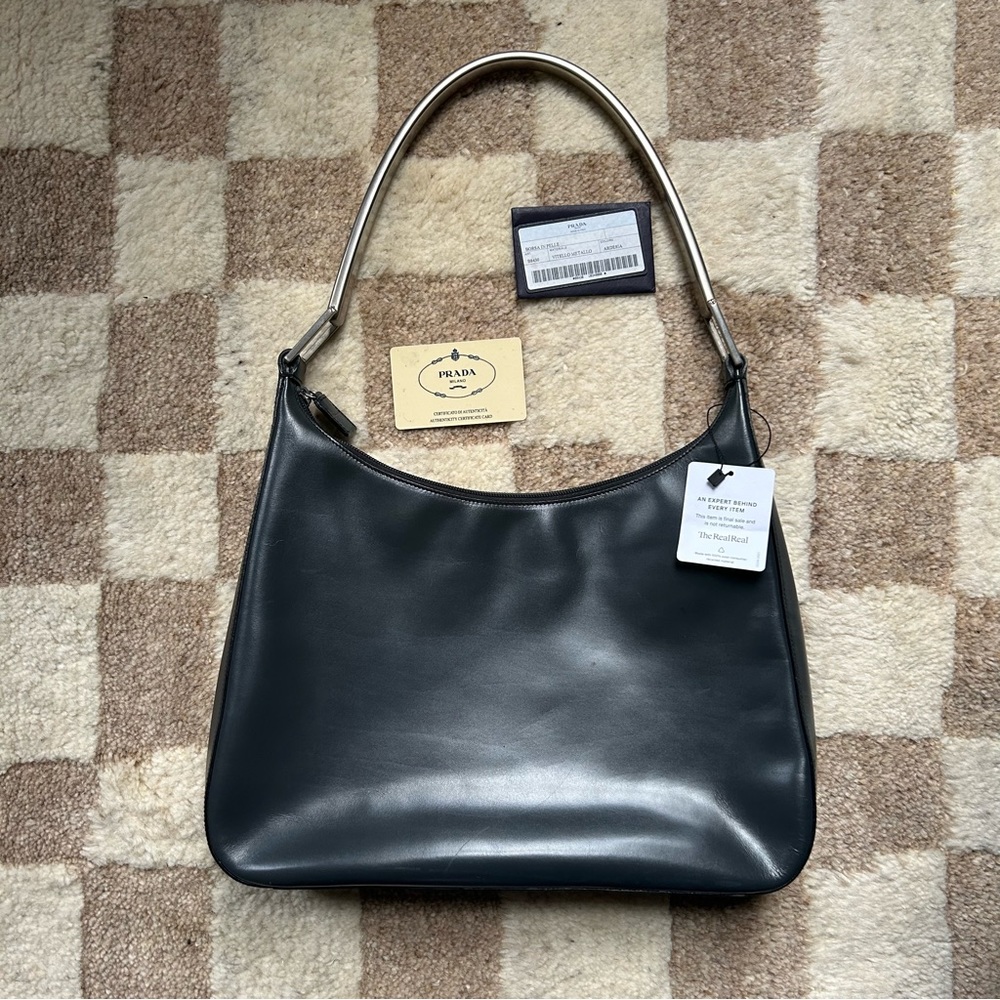 Prada Vintage Vitello Metallo Cleo Shoulder Bag w/ authentication certificate